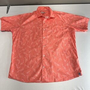 Peter Millar Shark Frenzy in Lyche Button Up Shirt Mens L French Placket Coastal